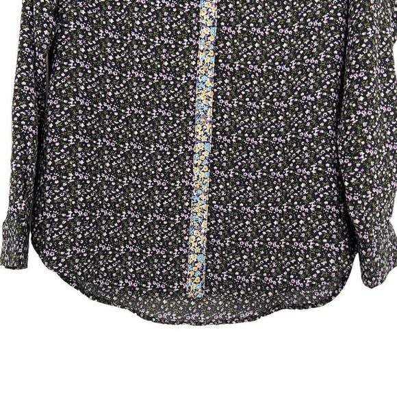 Umgee Mixed Floral Print Western Yoke Collared Snap Front Shirt Medium - Picture 6 of 11